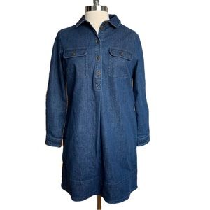 Boden Denim Dress Shirtdress Blue Pockets Size 10P like-new condition